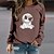 cheap Hoodies &amp; Sweatshirts-Women&#039;s Hoodie Sweatshirt Cute Casual Black White Pink Cat Dog Dailywear Long Sleeve Round Neck