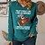 billige Hættetrøjer &amp; Sweatshirts-Dame Sweatshirt bluse Basale Hvid Rød Grøn Grafisk Gade Langærmet V-hals