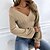 cheap Tops &amp; Blouses-Women&#039;s Shirt Blouse Brown Khaki Crochet Plain Casual Long Sleeve V Neck Basic Regular Lantern Sleeve S