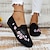 abordables Women&#039;s Sneakers-Volant Tissage Zapatos Clásicos Bordados con Flores para Mujer