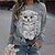 cheap Women&#039;s Hoodies &amp; Sweatshirts-Women&#039;s Basic Gray Cat Pullover Sweatshirt