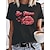 cheap T-Shirts-Women&#039;s T shirt Tee Black White Yellow Print Graphic Leopard Daily Holiday Short Sleeve Round Neck Basic 100% Cotton Regular Painting S
