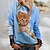 cheap Hoodies &amp; Sweatshirts-Women&#039;s Basic Blue Cat Sweatshirt Pullover