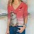 cheap T-Shirts-Women&#039;s T shirt Tee Yellow Pink Red Print Cat 3D Daily Weekend Long Sleeve Round Neck Basic Regular 3D Cat Painting S