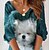 abordables Robes Décontracté-Mini robe Robe casual Femme Automne Printemps Manches 3/4 - Imprimer Mode Animal Chien du quotidien Col V Ample 2023 Bleu S M L XL XXL 3XL