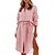 cheap Casual Dresses-Women&#039;s Shirt Dress Casual Dress Midi Dress Light Pink Light Green Pink Pure Color Half Sleeve Summer Spring Button Classic Shirt Collar Loose Fit 2023 S M L XL