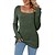 abordables Tops &amp; Blouses-Mujer Camisa Blusa Plano Granate Ejercito verde Negro Manga Larga Casual Básico Escote Cuadrado Ajuste regular