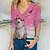 economico T-shirts-Per donna maglietta Giallo Rosa Rosso Stampa Gatto 3D Giornaliero Fine settimana Manica lunga Rotonda Essenziale Standard Gatto 3D Pittura S