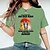 baratos T-shirts-Mulheres Camiseta Branco Amarelo Verde Claro Imprimir Gráfico Gato Diário Feriado Manga Curta Decote Redondo Básico 100% Algodão Padrão Gato S