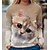 billige T-shirts-Dame T skjorte Gul Rosa Blå Trykt mønster Katt 3D Daglig Helg Langermet Rund hals Grunnleggende Normal 3D Cat Maling S