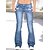 baratos Pants-Calça jeans feminina flare cintura baixa bootcut comprimento total bolso jeans elástico cintura alta casual diário casual azul marinho azul claro s m