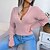 cheap Tops &amp; Blouses-Women&#039;s Shirt Blouse Pink Blue Gray Crochet Plain Casual Daily Long Sleeve V Neck Basic Regular S