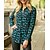 cheap Tops &amp; Blouses-Women&#039;s Shirt Blouse Black White Light Green Button Print Leopard Polka Dot Casual Long Sleeve Shirt Collar Basic Regular S