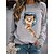 cheap Hoodies &amp; Sweatshirts-Women&#039;s Hoodie Sweatshirt Cute Casual Black White Grey Cat Dog Street Long Sleeve Round Neck