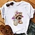 cheap T-Shirts-Women&#039;s T shirt Tee 100% Cotton white Cat Dog Print Daily Weekend Basic Short Sleeve Round Neck zg4