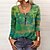 cheap Tops &amp; Blouses-Women&#039;s T shirt Tee Black Yellow Light Green Quarter Zip Print Floral Feather Daily Weekend Long Sleeve Round Neck Basic Regular Floral Painting S