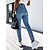 billige Cotton &amp; Linen-Dame Jeans Denimstoff Lyseblå Fritid Lounge Lomme Fritid / hverdag Full lengde Elastisk Ensfarget Myk S M L XL 2XL