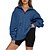 abordables Sweats à capuche et sweat-shirts-Sweat Femme Zippé Bleu Denim Noir Jaune Plein Casual Ample manche longue Col V S M L XL 2XL 3XL
