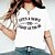 baratos T-shirts-Mulheres Camiseta Preto Branco Rosa Imprimir Gráfico Letra Diário Feriado Manga Curta Decote Redondo Básico 100% Algodão Padrão Pintura S