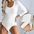 economico Bodysuit-Per donna Body Nero Bianco Verde chiaro Liscio Informale Manica lunga Stondata Essenziale Elasticizzato S