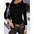 economico Bodysuit-Per donna Camicia Blusa Nero Bianco Kaki Con balze Liscio Informale Manica lunga Rotonda Essenziale Standard S