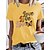 abordables T-shirts-Mujer Camiseta Blanco Amarillo Verde Claro Estampado Graphic Mariposa Diario Festivos Manga Corta Escote Redondo Básico 100% Algodón Regular Pintura S
