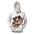billige Hættetrøjer &amp; sweatshirts-Dame Hættetrøje med lynlås med lynlås Basale Sød Stil Afslappet Hvid Lysegrå Kat Hverdag Langærmet