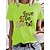 billige T-shirts-Dame T skjorte Hvit Gul Lysegrønn Trykt mønster Grafisk Sommerfugl Daglig Ferie Kortermet Rund hals Grunnleggende 100 % bomull Normal Maling S