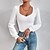 abordables Tops &amp; Blouses-Mujer Camisa Blusa Blanco Croché Plano Casual Manga Larga Escote Cuadrado Básico Regular S