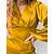 abordables Mini Robes-robe soirée Robe satinée Femme Soirée Cocktail Mini robe Col V manche longue Soirée mode Ruché Standard Couleur monochrome 2023 Jaune Violet Fuchsia S M L XL