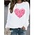 cheap Hoodies &amp; Sweatshirts-Women&#039;s T shirt Tee Heart Black White Yellow Print Long Sleeve Valentine Weekend Basic Round Neck Regular Fit Fall &amp; Winter