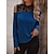 baratos Tops &amp; Blouses-Mulheres Camisa Social Blusa Azul Renda Patchwork Tecido Casual Manga Longa Decote Redondo Básico Padrão S