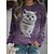 cheap Hoodies &amp; Sweatshirts-Women&#039;s Sweatshirt Pullover Basic Navy Blue Purple Green Cat Street Plus Size Round Neck Long Sleeve