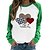 cheap Women&#039;s Hoodies &amp; Sweatshirts-Women&#039;s T shirt Tee Black White Green Print Leopard Plaid Valentine Weekend Long Sleeve Round Neck Basic Regular Painting Couple S