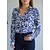cheap Tops &amp; Blouses-Women&#039;s Shirt Blouse Red Blue Brown Button Print Graphic Casual Long Sleeve Shirt Collar Basic Regular S
