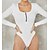 billige Bodysuit-Dame Bodysuit Sort Hvid Lyserød Kvartals lynlås Vanlig Afslappet Langærmet U-hals Basale S
