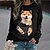 cheap Hoodies &amp; Sweatshirts-Women&#039;s Hoodie Sweatshirt Cute Casual Black White Pink Cat Dog Dailywear Long Sleeve Round Neck