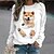 billige Hættetrøjer &amp; sweatshirts-Dame Hættetrøje Sød Stil Afslappet Sort Hvid Lyserød Kat Hund Hverdag Langærmet Rund hals
