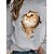 cheap Hoodies &amp; Sweatshirts-Women&#039;s Hoodie Sweatshirt Cute Party Sportswear Grey Cat Casual Long Sleeve Round Neck