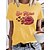 baratos T-shirts-Mulheres Camiseta Preto Branco Amarelo Imprimir Gráfico Leopardo Diário Feriado Manga Curta Decote Redondo Básico 100% Algodão Padrão Pintura S