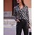 preiswerte Tops &amp; Blouses-Damen Hemd Bluse Schwarz Weiß Hellgrün Taste Bedruckt Leopard Punkt Casual Langarm Hemdkragen Basic Standard S