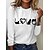 cheap T-Shirts-Women&#039;s Tunic Black White Gray Letter Daily Sports Long Sleeve Round Neck Basic Regular S