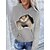 billige Hættetrøjer &amp; sweatshirts-Dame Hættetrøje bluse Frontlomme Basale Sort Hvid Rød Kat Gade Langærmet Hættetrøje