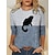 cheap Hoodies &amp; Sweatshirts-Women&#039;s T shirt Tee claret Blue Green Print Color Block Cat Daily Weekend Long Sleeve Round Neck Basic Regular 3D Cat Painting S