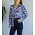 economico Tops &amp; Blouses-Per donna Camicia Blusa Rosso Blu Marrone Pulsante Stampa Pop art Informale Manica lunga Colletto Essenziale Standard S