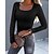 preiswerte Bodysuit-Damen Bodysuit Schwarz Weiß Hellgrün Glatt Casual Langarm U-Ausschnitt Basic Dehnbar S