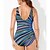 cheap One-Pieces-Women&#039;s Swimwear One Piece Normal Swimsuit Striped Printing Blue Bathing Suits Summer Sports