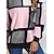 economico Felpe e con cappuccio-Per donna Plus Size Felpa Maglione Color Block Informale Rosa Blu Verde Streetwear Rotonda Manica lunga giacca Media elasticità Autunno inverno