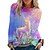 preiswerte Kapuzenjacken &amp; Sweatshirts-Damen T Shirt Schwarz Rosa Blau Bedruckt Katze Hund Täglich Wochenende Langarm Rundhalsausschnitt Basic Standard 3D Cat Farbe S