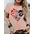 economico T-shirts-Per donna Tunica Bianco Rosa Alfabetico Giornaliero Per uscire Manica corta Rotonda Essenziale Standard S